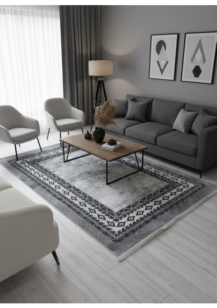 Gri- Jüt Sisal Görünümlü Lateks Taban Halı