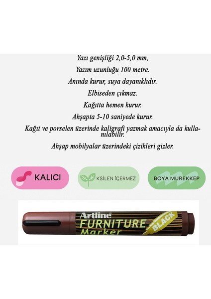 Siyah Renk Mobilya Rötuş Kalemi Ahşap Masa Sehpa Dolap Kalemi Parke Çizik Giderici Çatlak Kapatıcı fırsatları