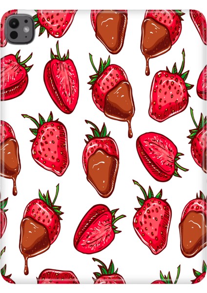 iPad Pro M5 2025 13" Kılıf Tablet Için Desenli Silikon Kapak - Çilek