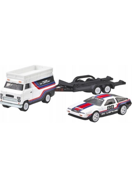 Car Culture Team Transport Dmc Delorean & Hw Rally Hauler Diecast Car