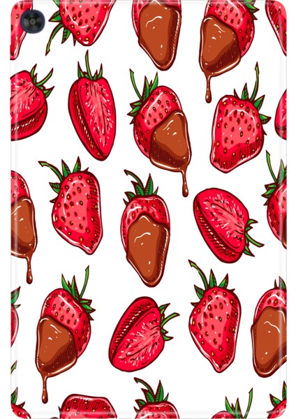 Huawei Matepad T10S-4 10.1" Kılıf Tablet Için Desenli Silikon Kapak - Çilek