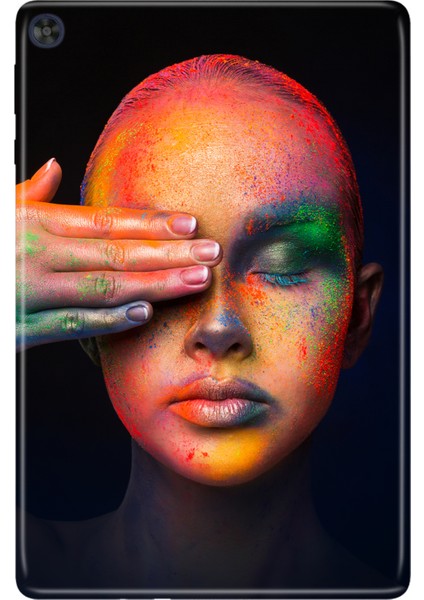 Huawei Matepad T10S-4 10.1" Kılıf Tablet Için Desenli Silikon Kapak - Festival Makyajı