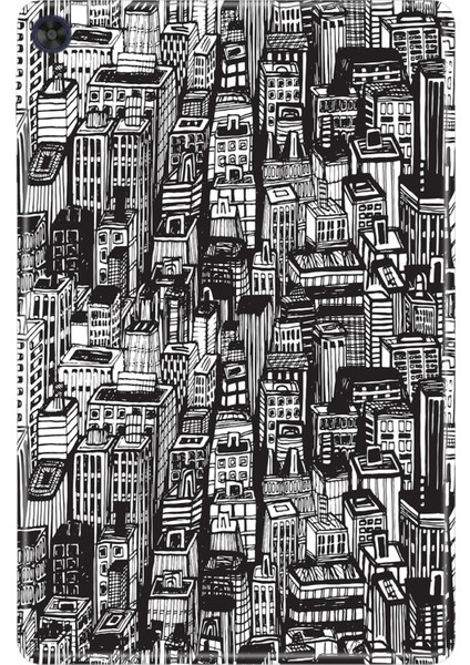 Huawei Matepad T10S-4 10.1" Kılıf Tablet Için Desenli Silikon Kapak - City