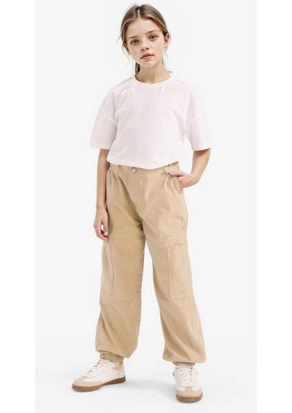 Kız Çocuk Paraşüt Kargo Pamuklu Pantolon D2455A825AU