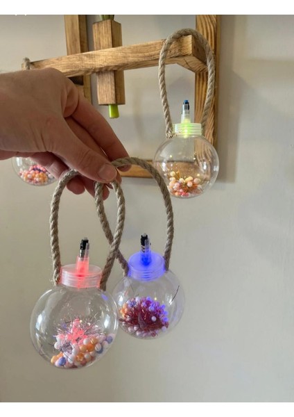 Hasır Ipli Şeffaf Küre LED Işıklı