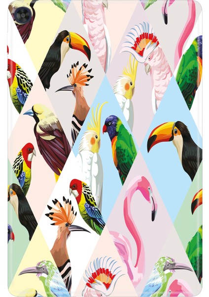 Huawei Matepad T10S-4 10.1" Kılıf Tablet Için Desenli Silikon Kapak - Kuş Bahçesi