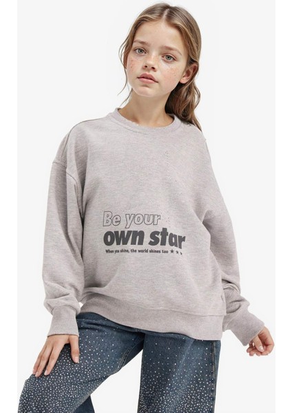 Kız Çocuk Relax Fit Bisiklet Yaka Baskılı Sweatshirt G3807A825WN