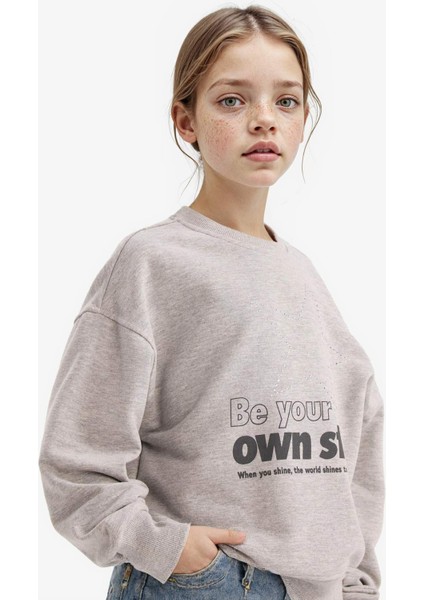 Kız Çocuk Relax Fit Bisiklet Yaka Baskılı Sweatshirt G3807A825WN