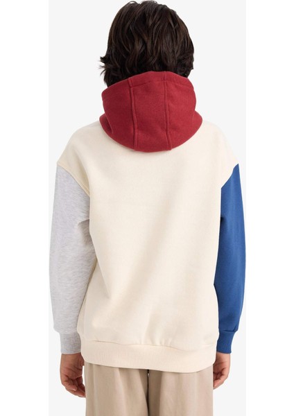 Erkek Çocuk Oversize Geniş Kalıp Kapüşonlu Baskılı İçi Yumuşak Tüylü Sweatshirt G5561A825CW