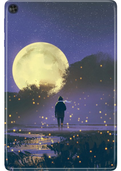 Huawei Matepad T10S-4 10.1" Kılıf Tablet Için Desenli Silikon Kapak - Moon