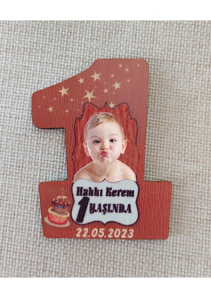 1 Yaş Ahşap Mdf Magnet – Kişiye Özel Doğum Günü Hatırası 7 Cm Fotoğraflı Magnet 25 Adet