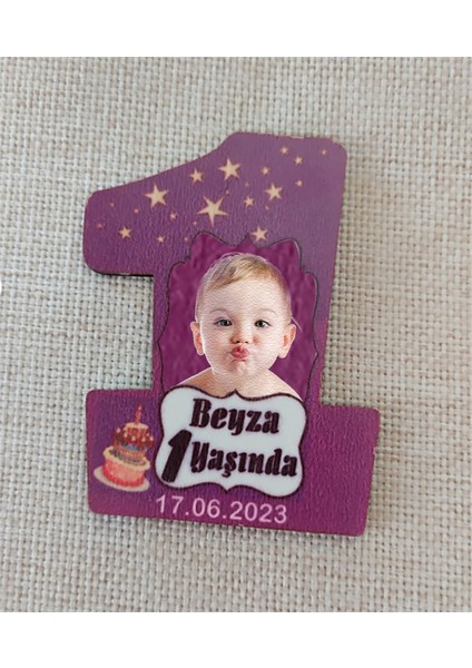 1 Yaş Ahşap Mdf Magnet – Kişiye Özel Doğum Günü Hatırası 7 Cm Fotoğraflı Magnet 25 Adet