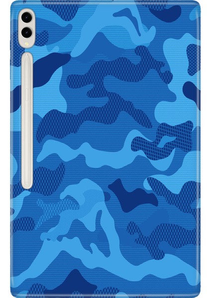 Samsung Galaxy Tab S8 Ultra SM-X900 14.6" Kılıf Tablet Için Desenli Silikon Kapak - Mavikamuflaj