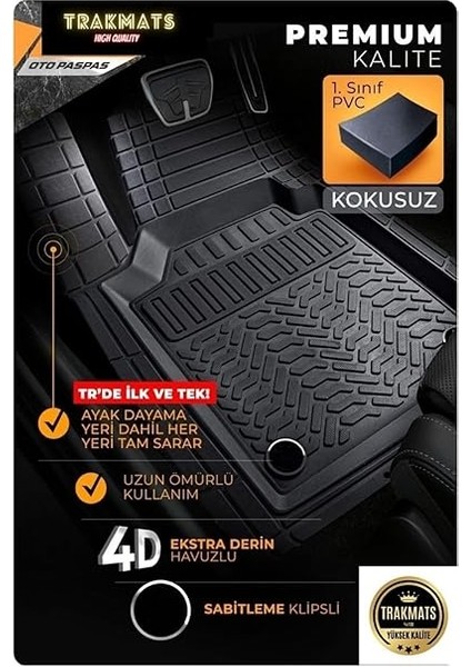 (KYB26072) 2022 4d Universal Estetik ve Konforlu Oto Paspas Adk Siyah Opel Corsa F ile Uyumlu fiyatları