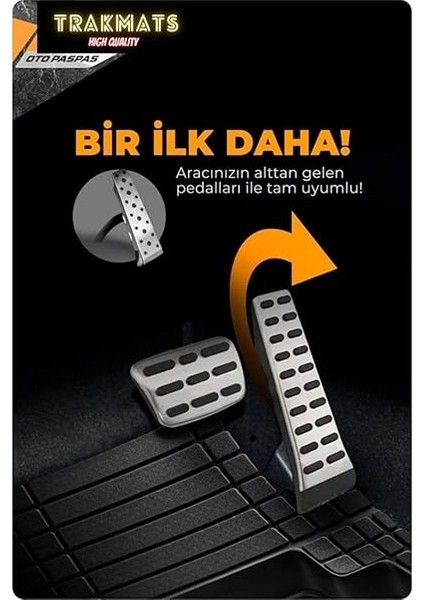 (KYB26072) 2022 4d Universal Estetik ve Konforlu Oto Paspas Adk Siyah Opel Corsa F ile Uyumlu modelleri