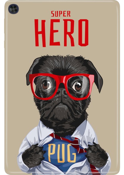 Huawei Matepad T10S-4 10.1" Kılıf Tablet Için Desenli Silikon Kapak - Superhero Pug