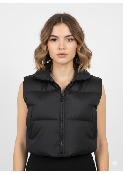 Yakalı Şişme Yelek Siyah