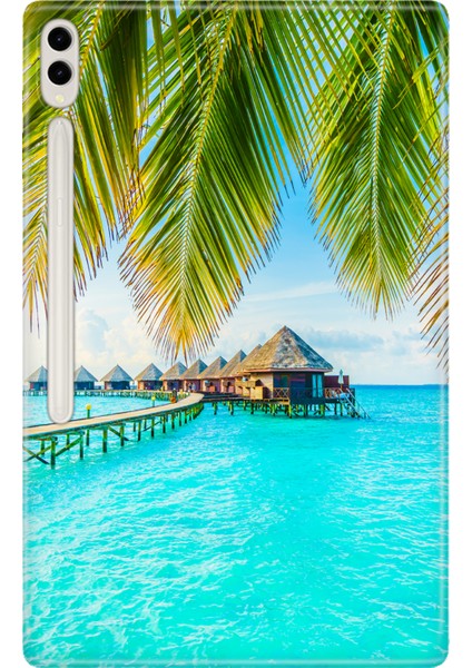 Samsung Galaxy Tab S8 Ultra SM-X900 14.6" Kılıf Tablet Için Desenli Silikon Kapak - Maldiv