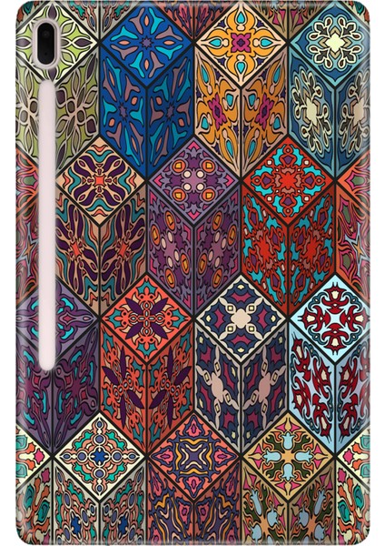 Samsung Galaxy Tab S7-Fe Lte SM-T737 Kılıf Tablet Için Desenli Silikon Kapak - Osmanlı