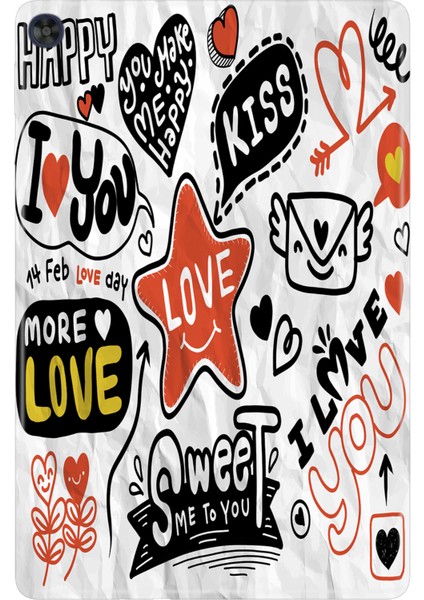 Huawei Matepad T10S-4 10.1" Kılıf Tablet Için Desenli Silikon Kapak - Love