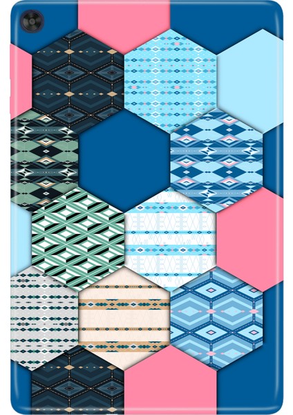 Huawei Matepad T10S-4 10.1" Kılıf Tablet Için Desenli Silikon Kapak - Patchwork