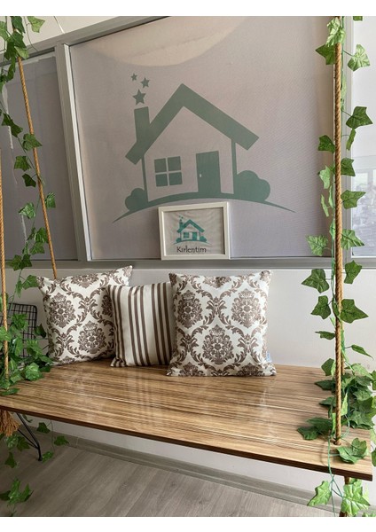 3LÜ-E487-E489 Krem Zemin Kahve Ikat Desen ve Çizgili Kombin fiyatları