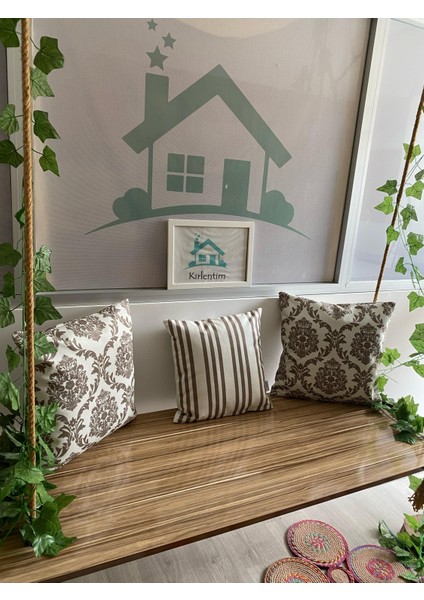 3LÜ-E487-E489 Krem Zemin Kahve Ikat Desen ve Çizgili Kombin modelleri