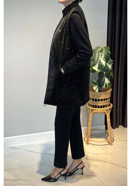 Taş Detay Kapitone Yelekli 3'lü Takım 25143 Siyah modelleri