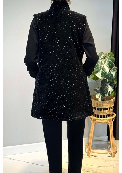 Taş Detay Kapitone Yelekli 3'lü Takım 25143 Siyah fırsatları