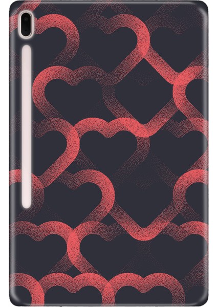 Samsung Galaxy Tab S7-Fe Lte SM-T737 Kılıf Tablet Için Desenli Silikon Kapak - Mat Kalp