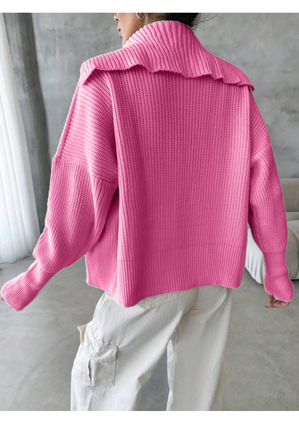 Kadın Balıkçı Yaka Fermuarlı Triko Hırka modelleri