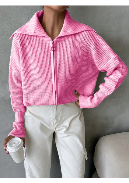 Kadın Balıkçı Yaka Fermuarlı Triko Hırka fırsatları