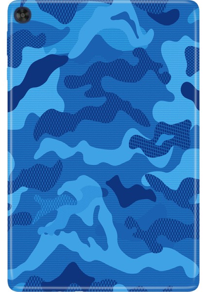 Huawei Matepad T10S-4 10.1" Kılıf Tablet Için Desenli Silikon Kapak - Mavikamuflaj