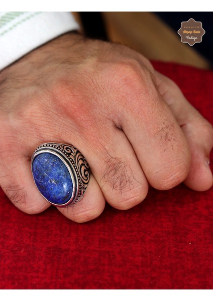 Lapis Lazuli Taşı Yaprak Model 925 Ayar Gümüş Erkek Yüzük 201024806 fiyatları