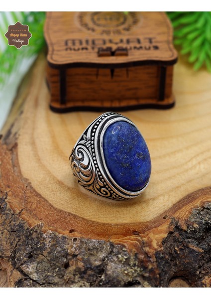 Lapis Lazuli Taşı Yaprak Model 925 Ayar Gümüş Erkek Yüzük 201024806 modelleri