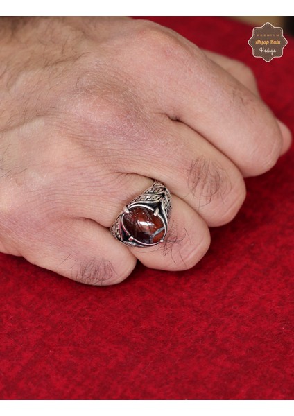 Kan Taşı Yaprak Model 925 Ayar Gümüş Erkek Yüzük 201024814 fiyatları