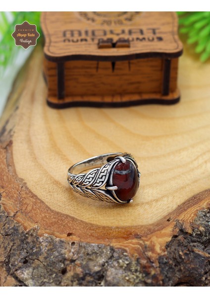 Kan Taşı Yaprak Model 925 Ayar Gümüş Erkek Yüzük 201024814 modelleri