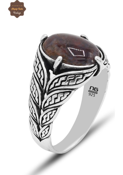 Kaplangözü Taşı Yaprak Model 925 Ayar Gümüş Erkek Yüzük 201024817