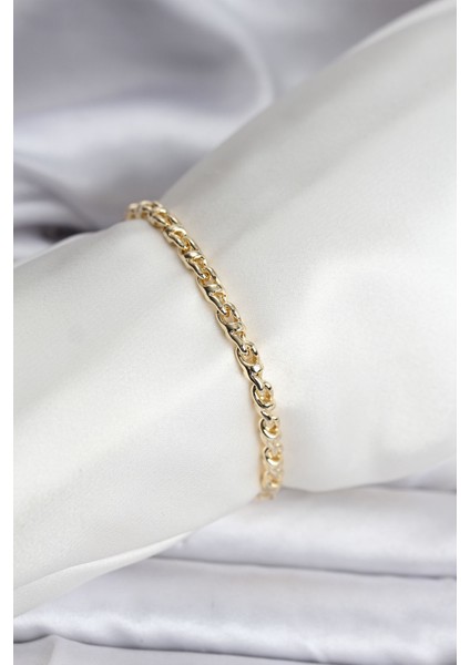 14K Gold Renk Kaplama Zincir Model Kadın cm Bileklik - Lisinya