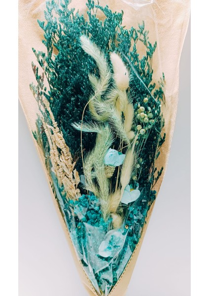 Özel Günler Için 1 Demet Kurutulmuş Çiçek Buketi Yeşil Tonlar 55 cm fiyatları