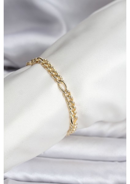 14K Gold Renk Kaplama Lazerli Zincir Model cm Kadın Bileklik - Lisinya