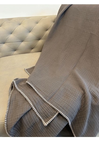 Joy %100 Pamuk 4 Kat Müslin Throw Tv Battaniyesi & Koltuk Şalı Antrasit modelleri