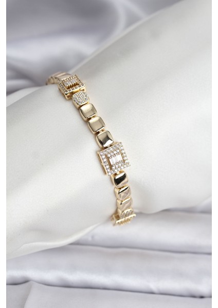 14K Gold Renk Kaplama Zirkon Taşlı cm Kadın Bileklik - Lisinya