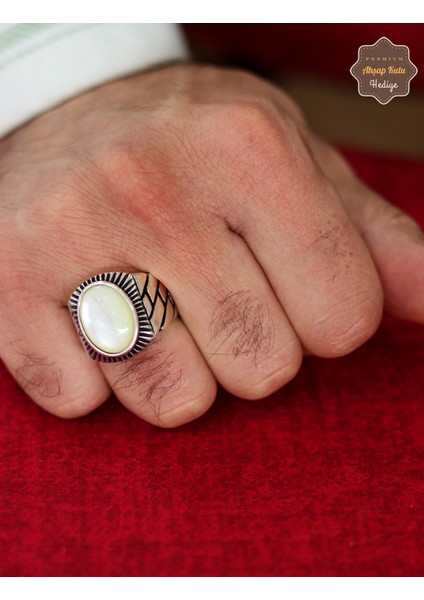 Sedef Taşlı Zicir Desenli 925 Ayar Gümüş Erkek Yüzük 201024790 fiyatları