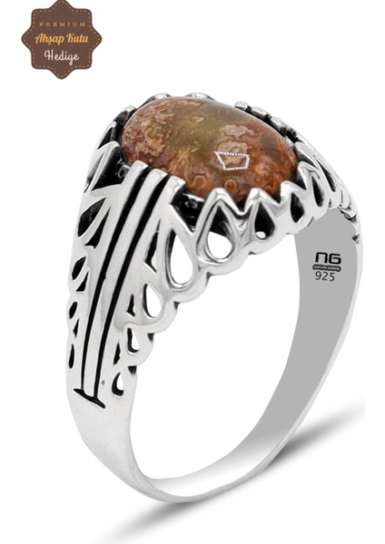 Güneş Taşı Motifli 925 Ayar Gümüş Erkek Yüzük 201024794
