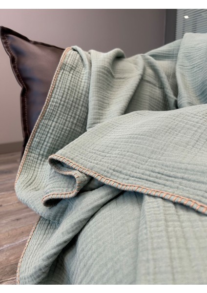 Joy %100 Pamuk 4 Kat Müslin Throw Tv Battaniyesi & Koltuk Şalı Çağla Yeşili indirimleri