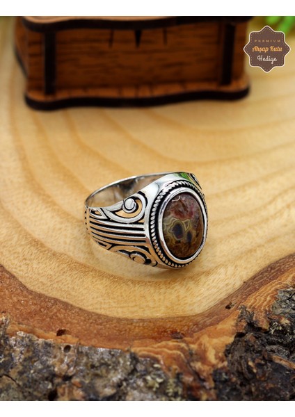 Güneş Taşı Başak Desenli 925 Ayar Gümüş Erkek Yüzük 201024789 modelleri