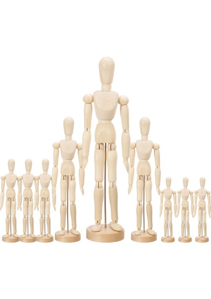 9 Parça Sanatçı Manken Modeli Ahşap Manken Çizimi Hareketli Figür Modeli Standlı Esnek Eklemli Manken (Yurt Dışından)