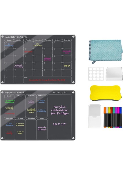 Akrilik Buzdolabı Manyetik Takvimi, Akrilik Kuru Silinebilir Tahta, Şeffaf Buzdolabı Takvimi, Not Mesaj Panosu (Yurt Dışından)