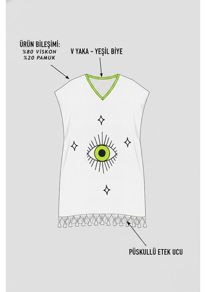 Plaj Elbisesi Viskon Pamuk Biyeli Eye Desen L- Xl indirimleri